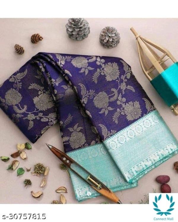 Banarsi Silk Petite Saree - Saree length -5.5m Blouse Length-0.8m, Purple, Banarsi Silk Running Blouse, Multipack :1